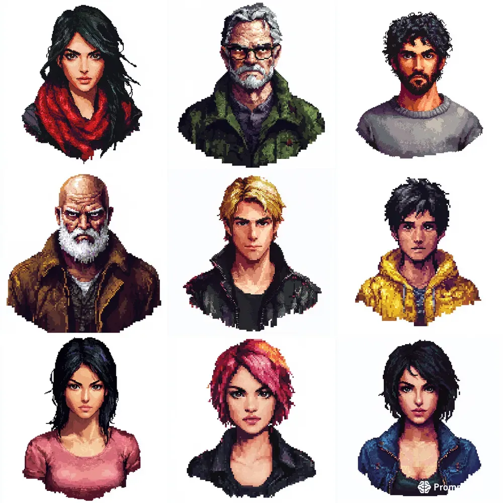 Pixel Art Portraits Midjourney Prompt | PromptBase