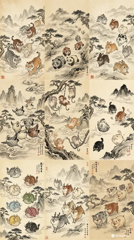 Whimsical Chinese Ink Wash Style