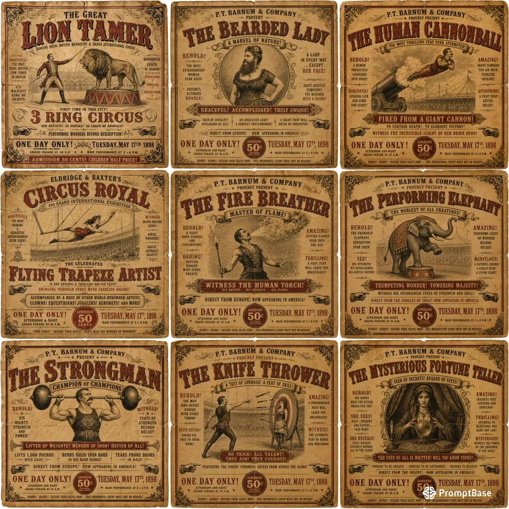 Vintage Circus Bills Ai