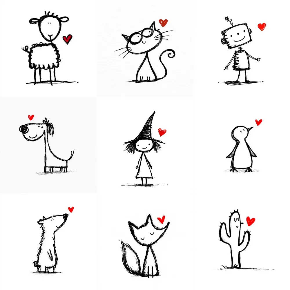 Minimalist Line Art Character Logo Icons