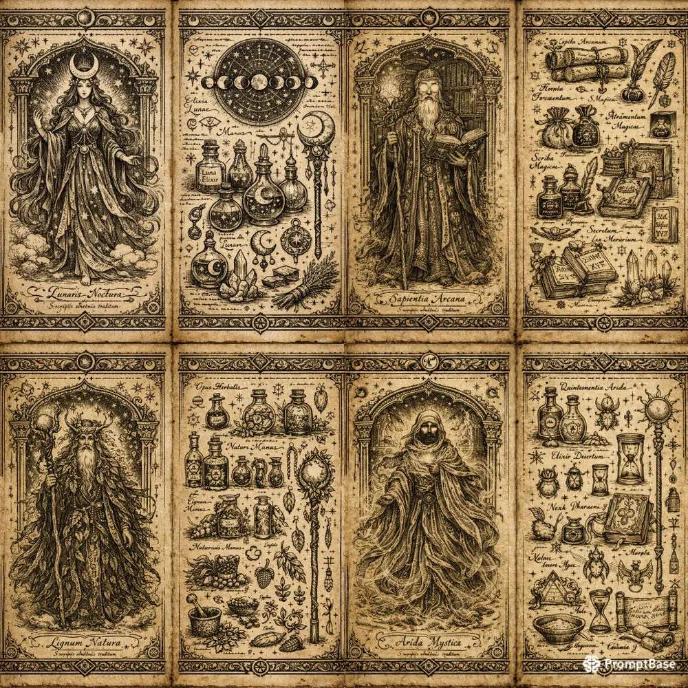Vintage Witchcraft Grimoire Illustrations