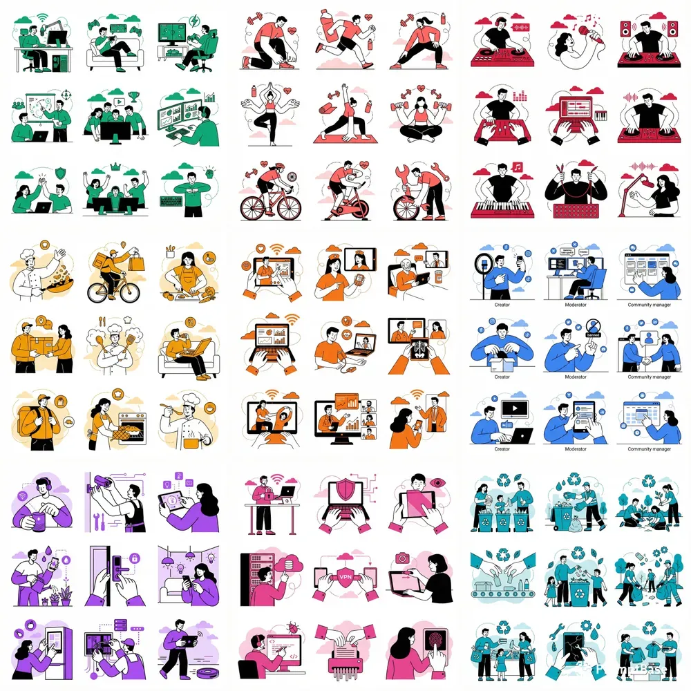 Modern Monocolor Startup Illustrations