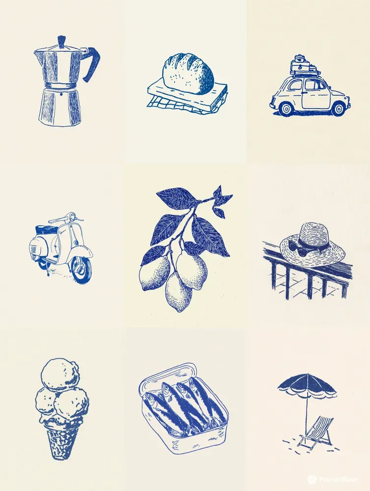 Vintage Cobalt Risograph La Dolce Vitas