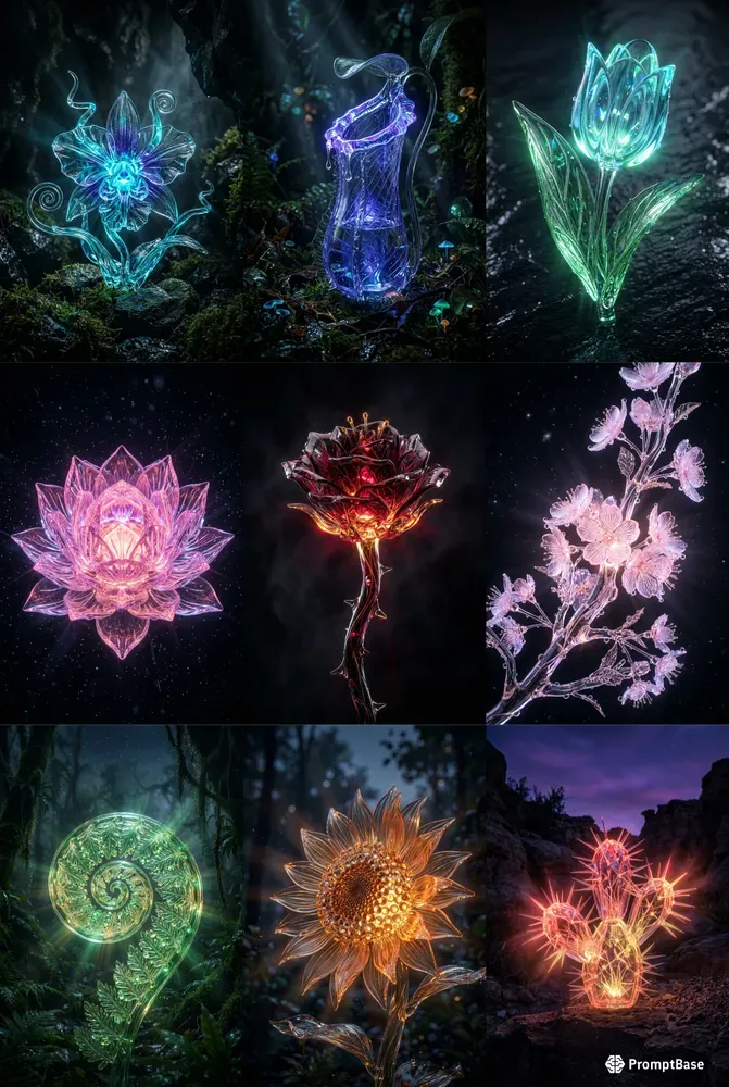 Bioluminescent Glass Botanical Art