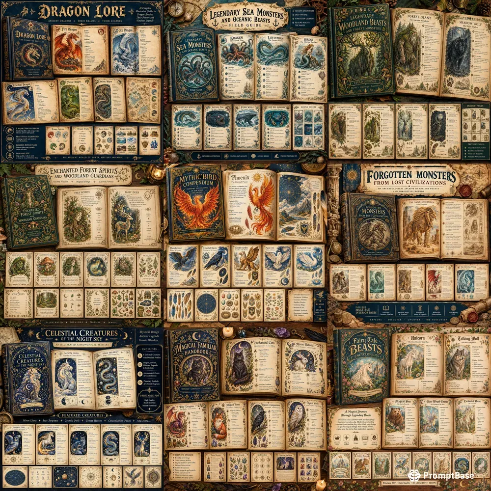 Mystical Bestiary Printable Pdfs
