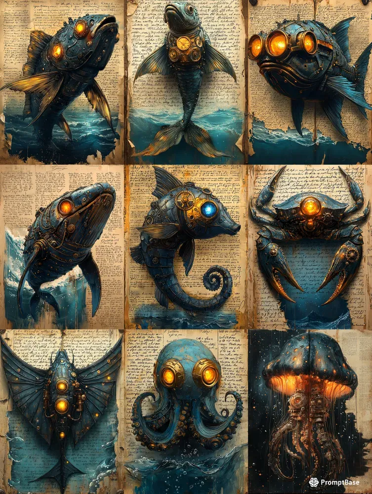 Underwater Steampunk Creatures Junk Journals