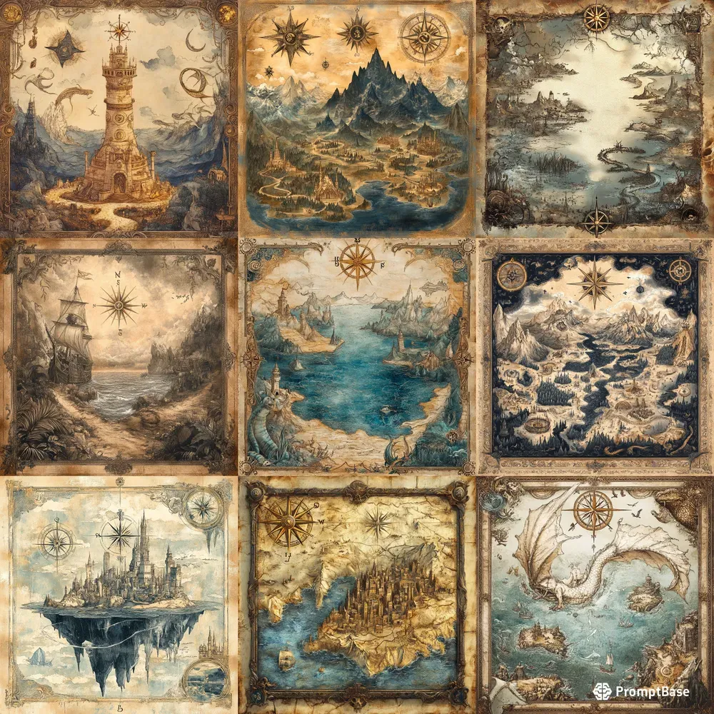 Fantasy Map Adventure Wall Art