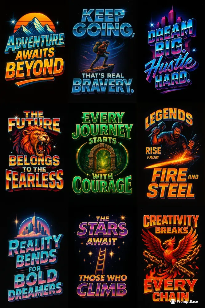 High Impact 3D Retro Quote Logos