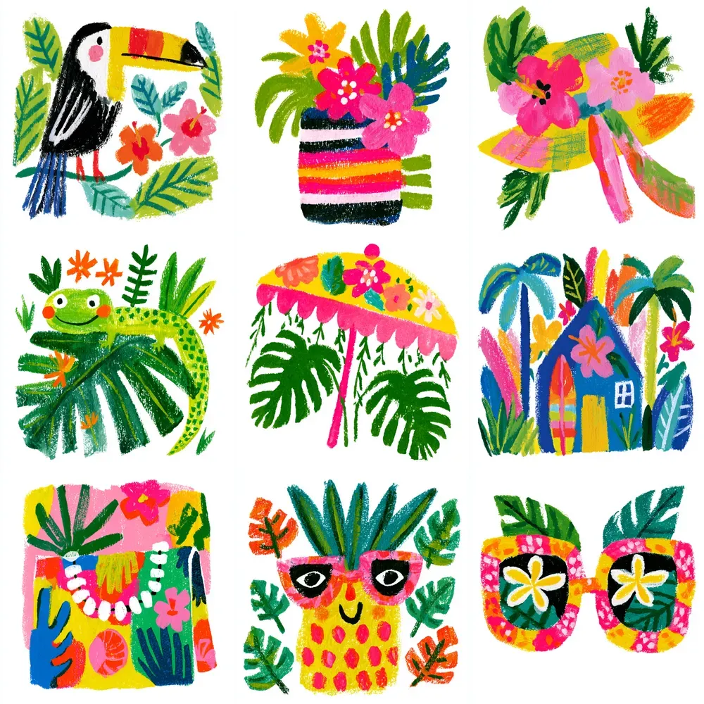 Tropical Chic Gouache Cliparts