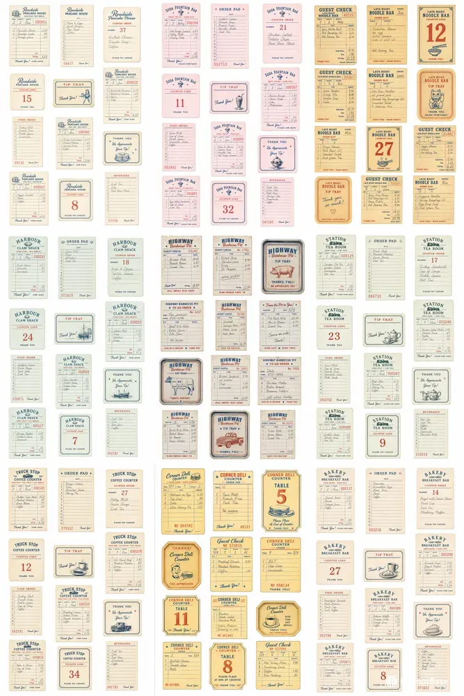 Diner Guest Check Cutout Sheets