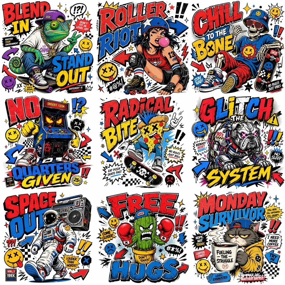 90s Streetwear Mascot Comic Typography