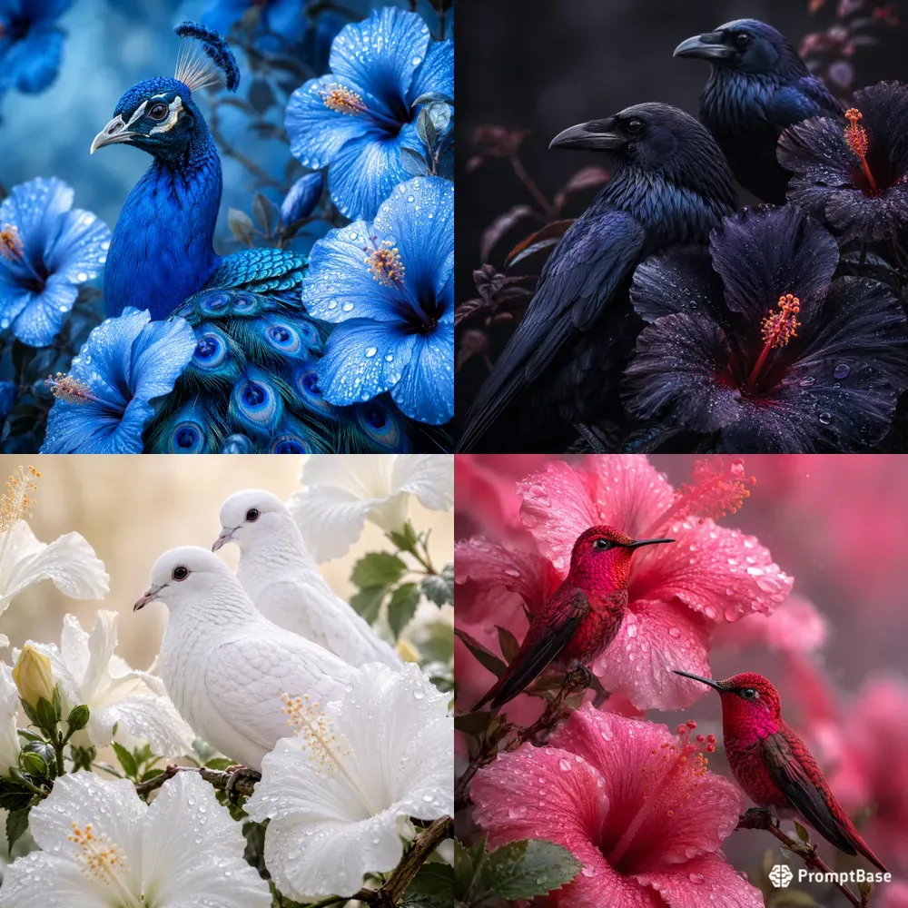 Dew Kissed Floral Bird Portraits
