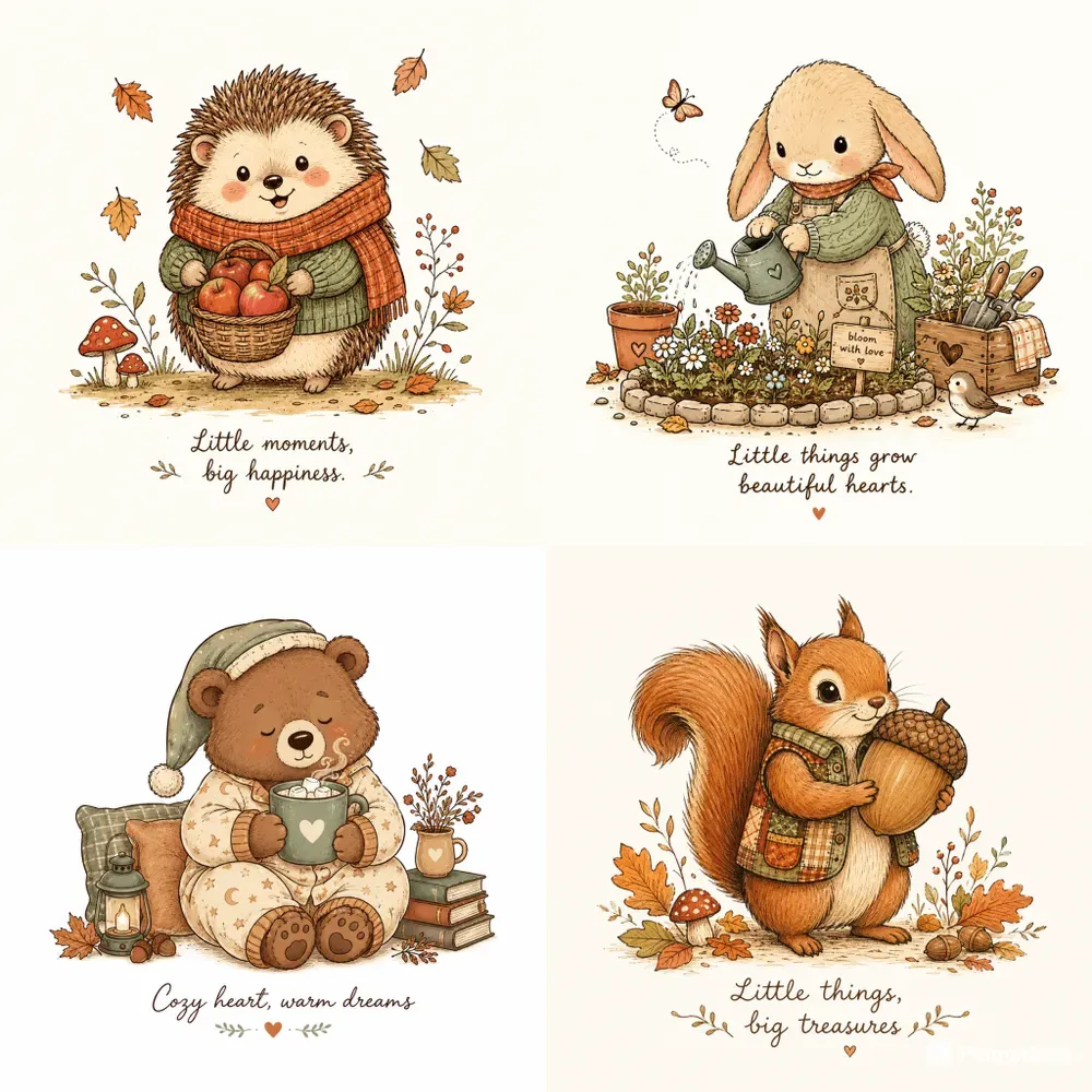 Cozy Woodland Character Art