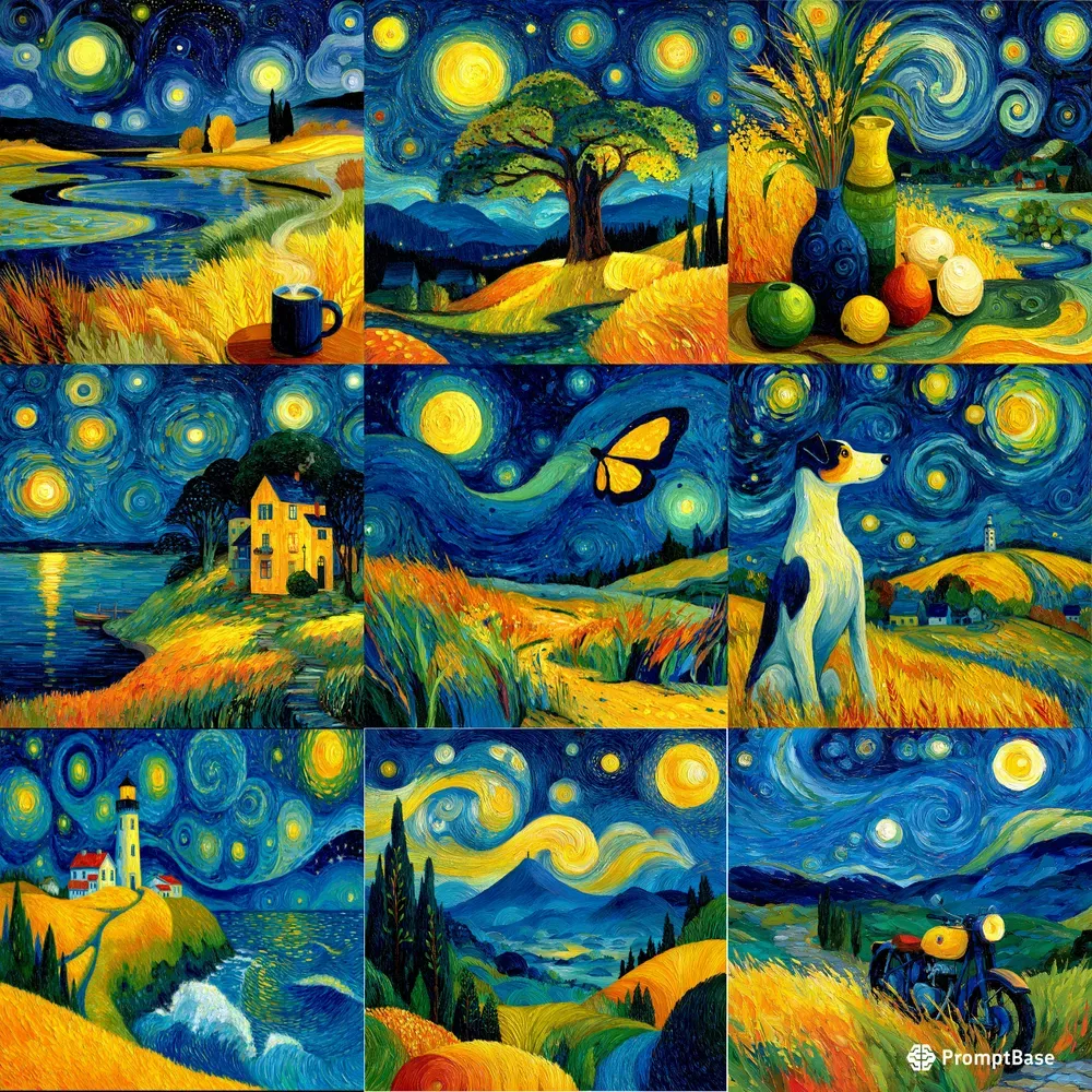 Oil Impasto Swirling Starry Vivids