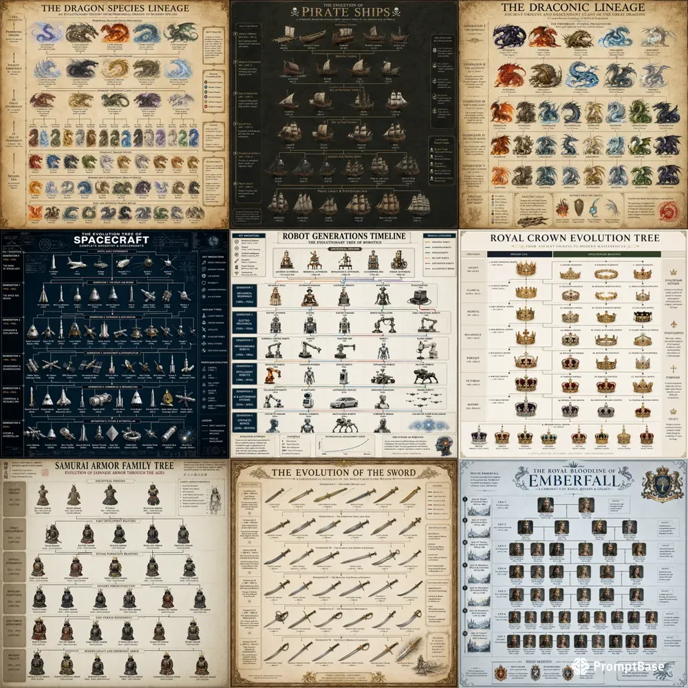 Evolution Family Tree Infographics