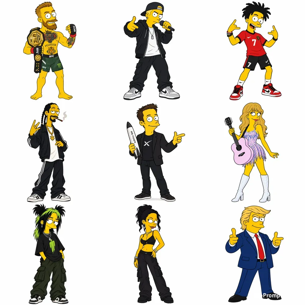 The Simpsons Style Cartoon Characters