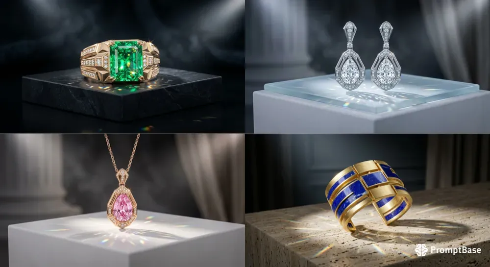 3D Luxury Crystal Gold Jewelry Renders