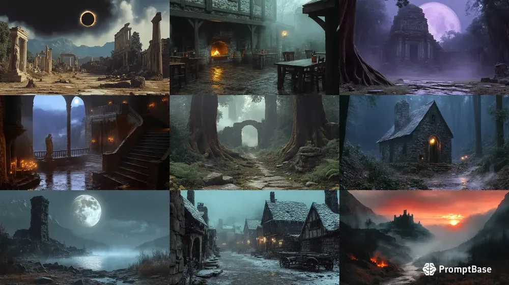 70s 80s Dark Fantasy Film Landscapes