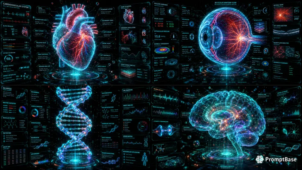 Futuristic Biohologram Infographic Kits