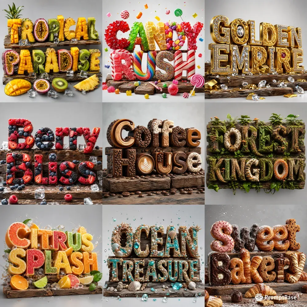 3D Fruit Typography Wooden Sign Art