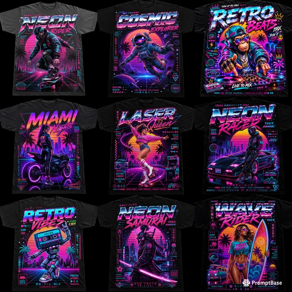 Retro Neon Tshirts