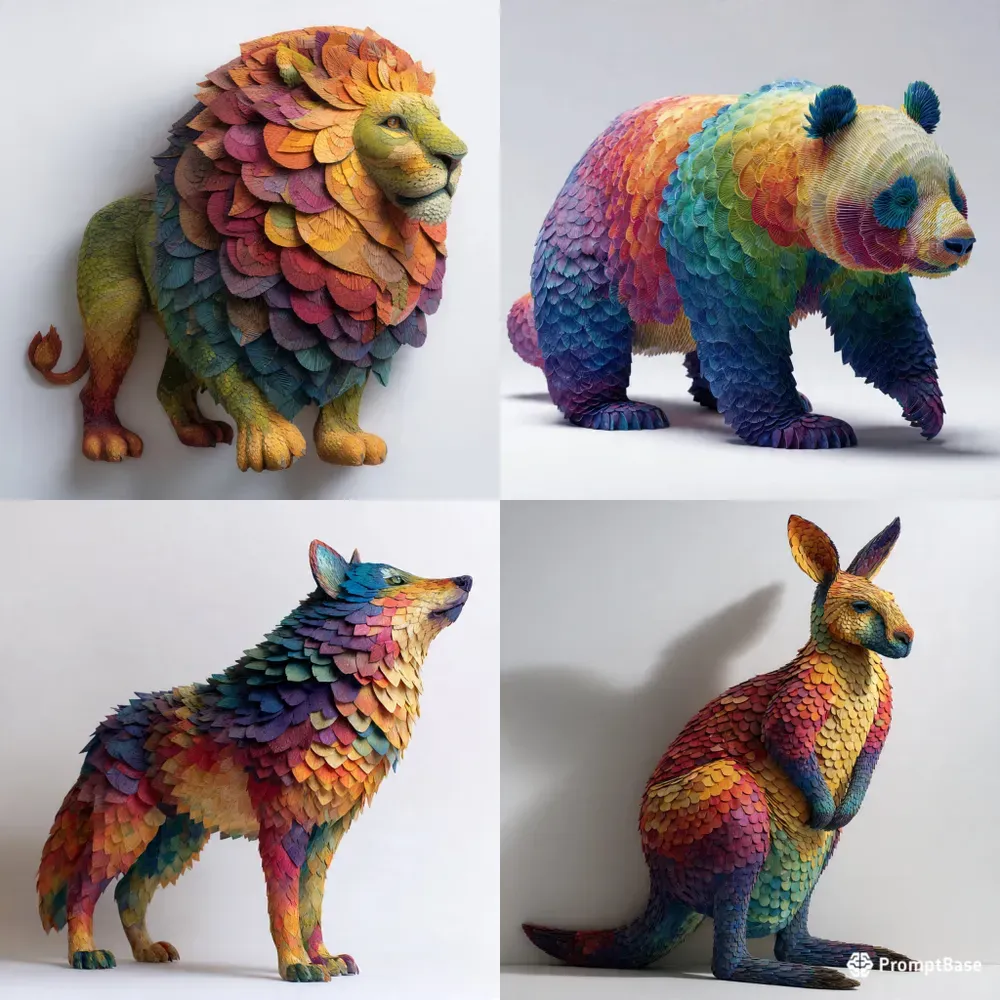 Layered Paper Mosaic Sculptures