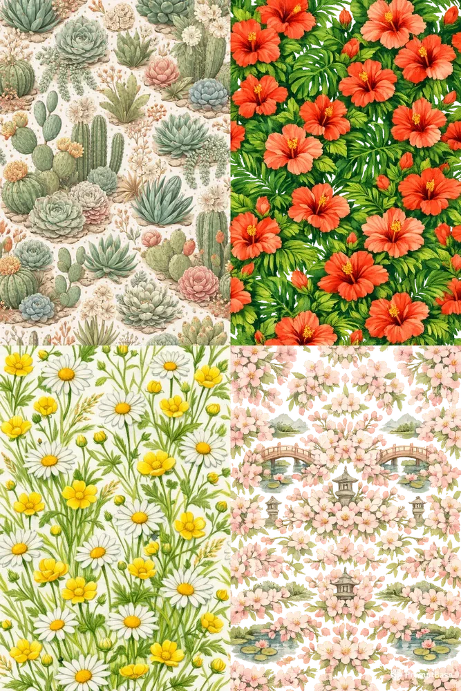 Seamless Botanical Floral Patterns