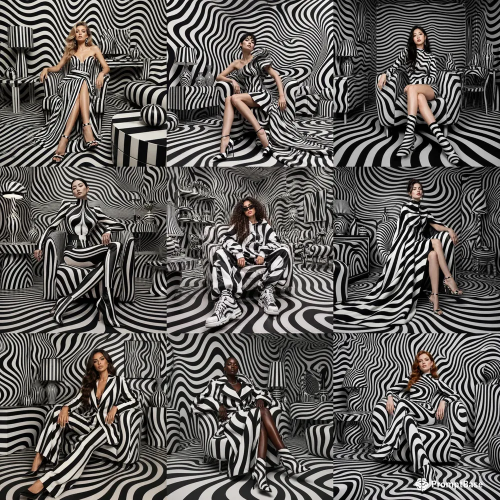 Zebra Illusion Fashion Portraits