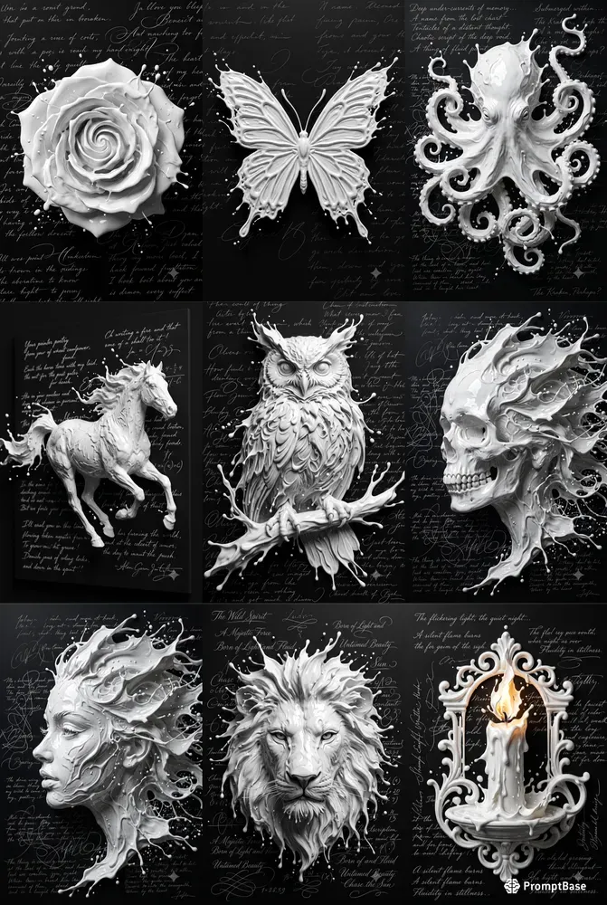 White Liquid Splash Relief Art