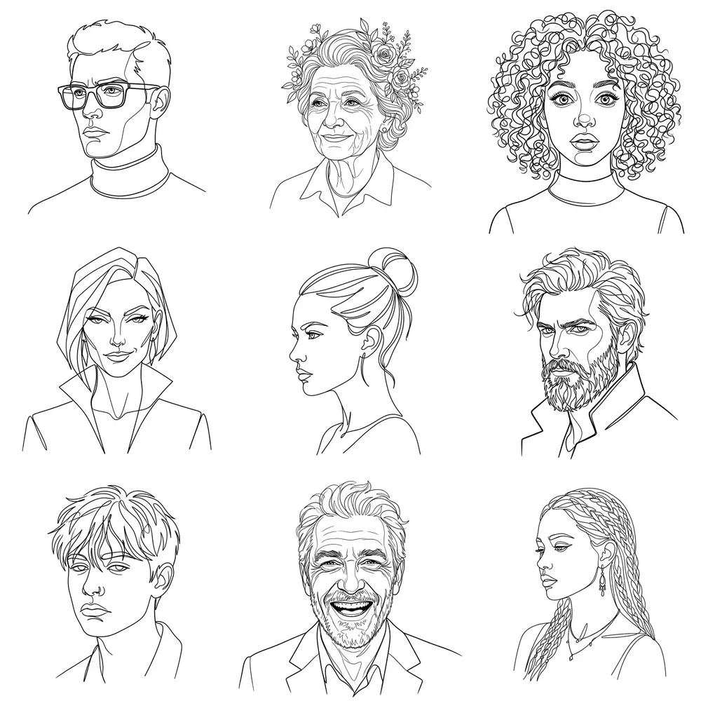 Modern Line Art Face Portraits