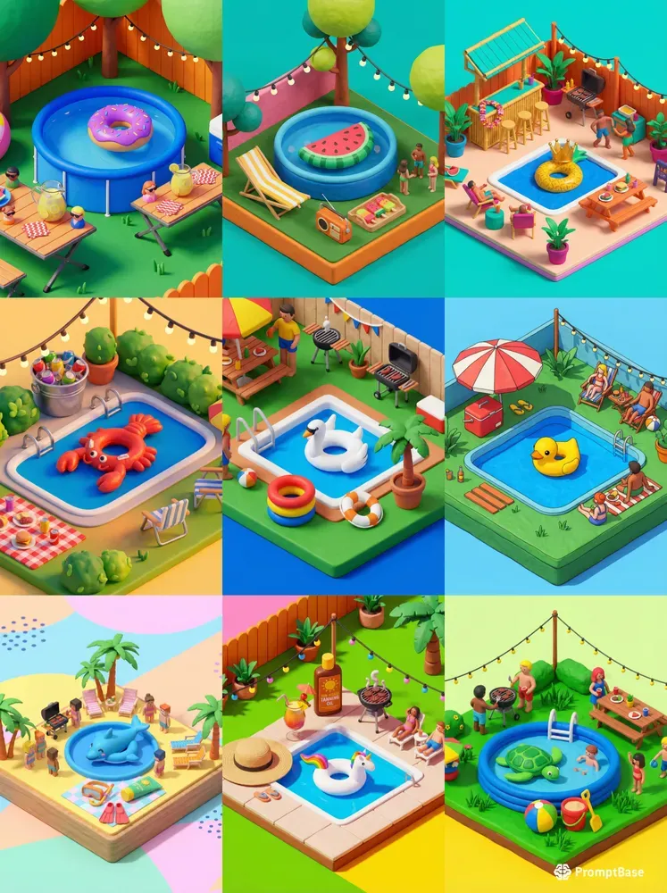 Various Types Of Floats And Swimming Pools