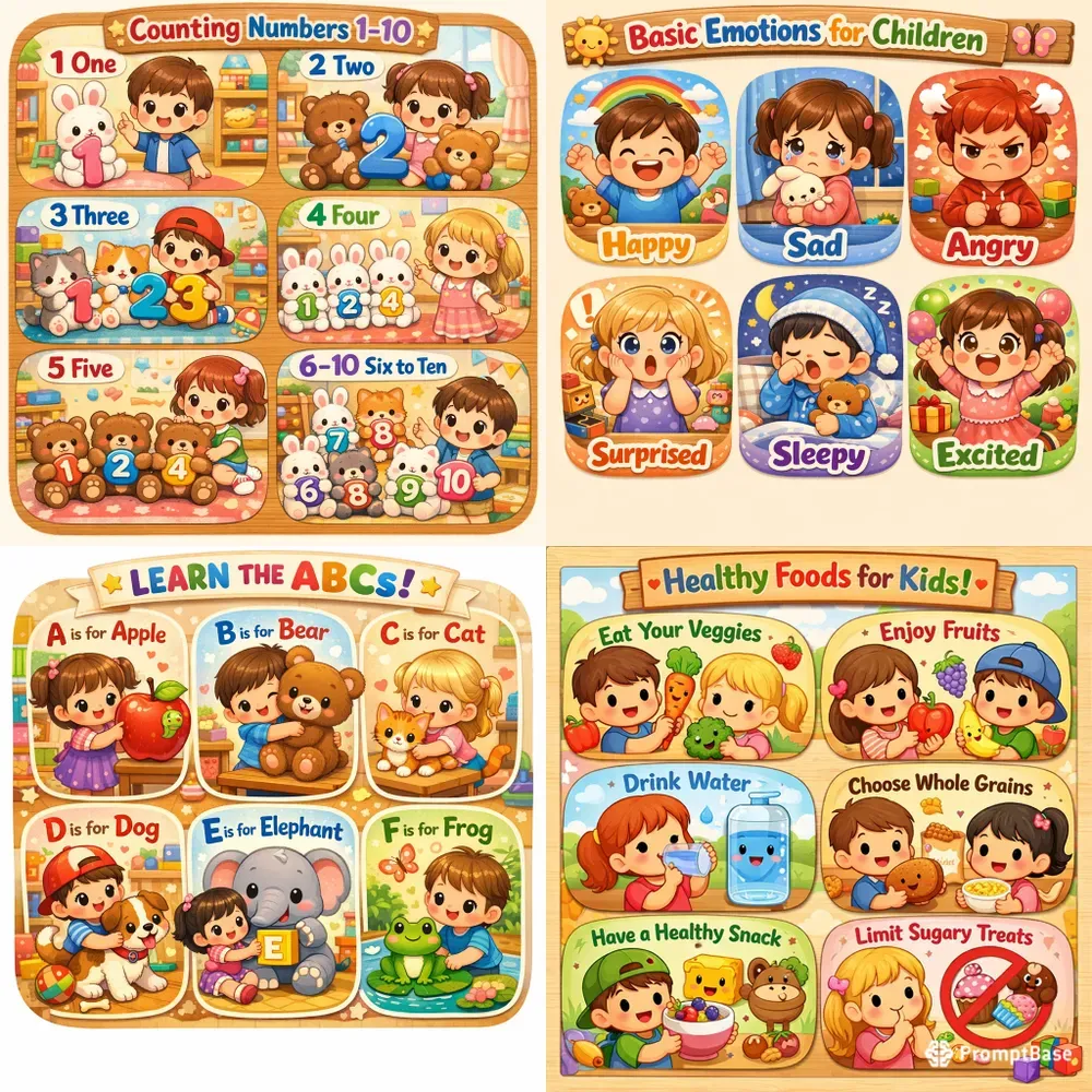 Cute Kids Learning Posters