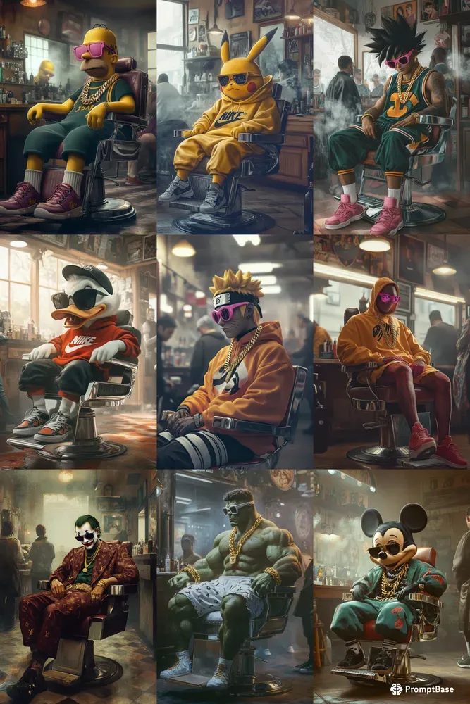 Iconic Characters At The Barbershop