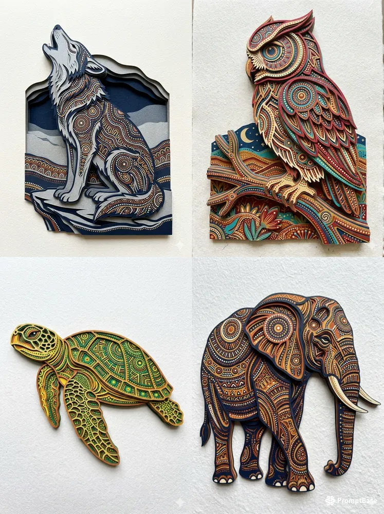 3D Layered Dot Art Paper Sculptures