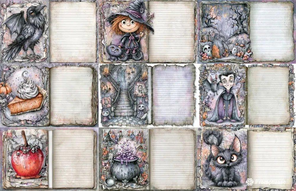 Whimsical Spooky Double Pages