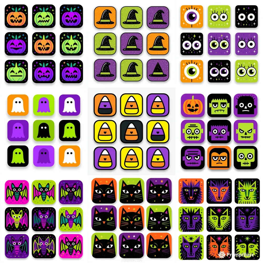 Bright Halloween Icon T Shirt Designs