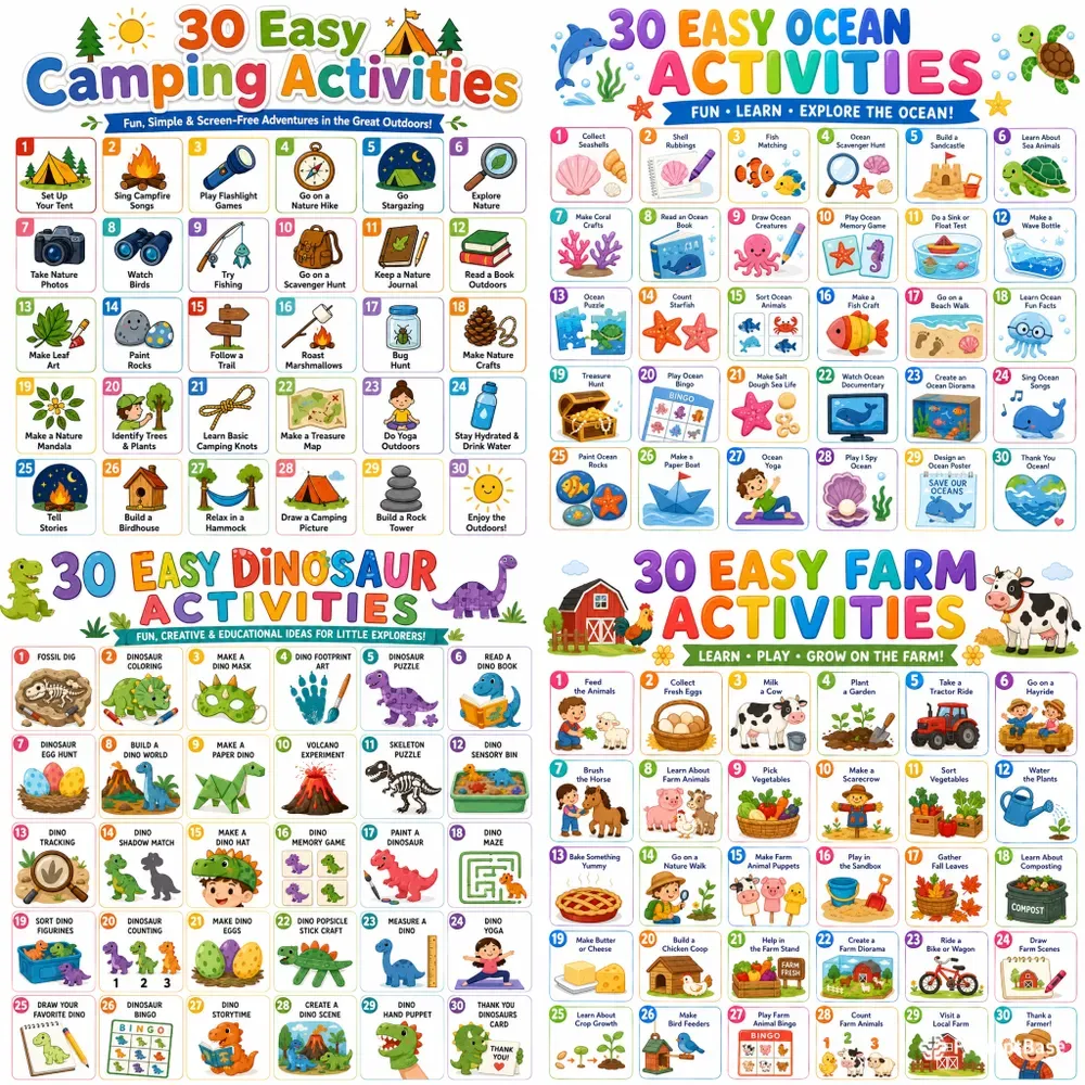 30 Easy Kids Activity Posters