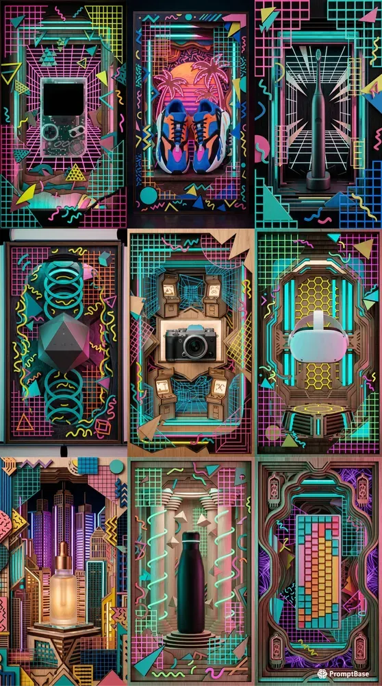 Electric 80s Memphis Wood Nooks