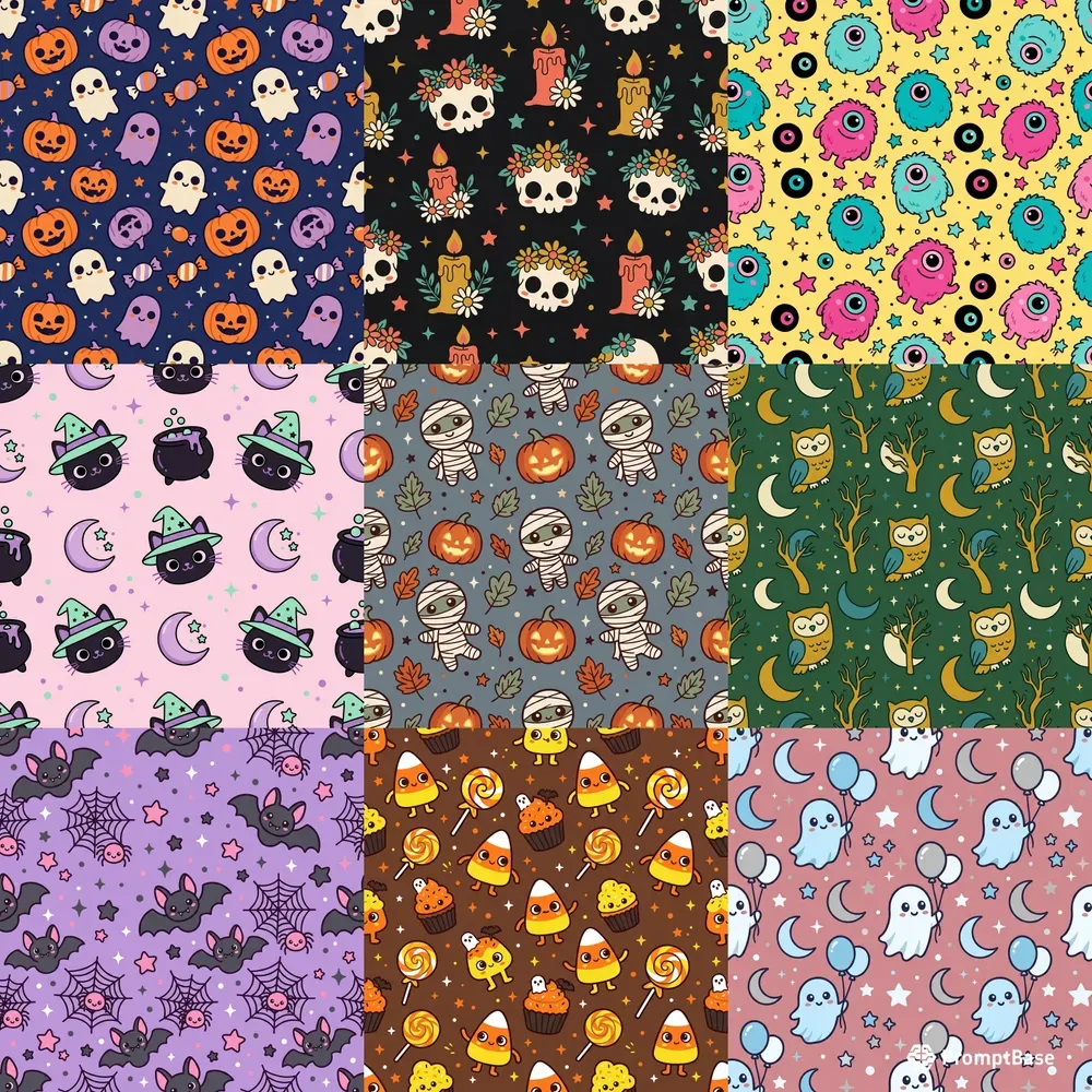Creepy Cute Halloween Seamless Patterns