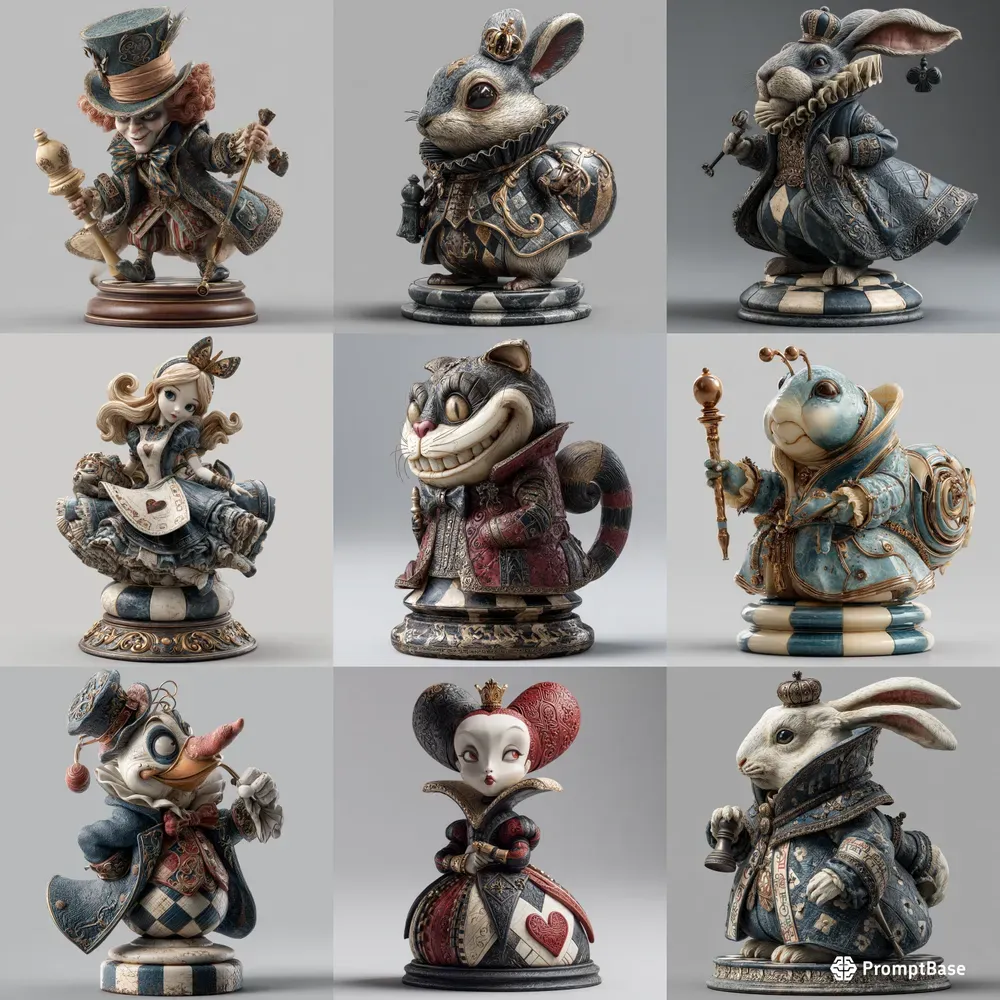 Wonderland Chess Pieces