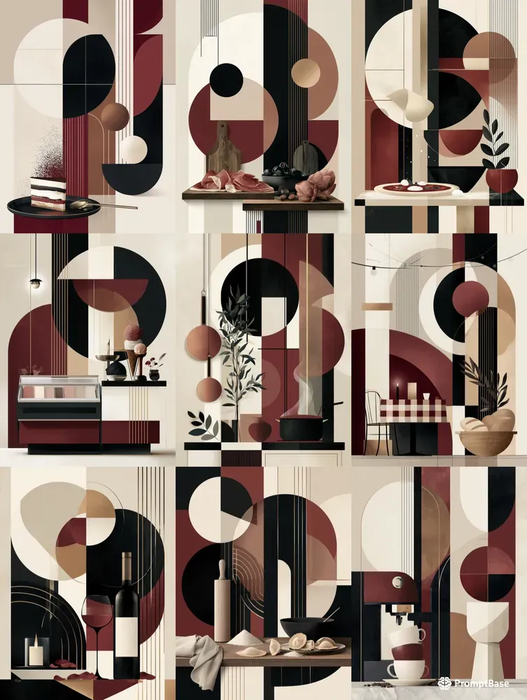 Modern Abstract Italian Bistro Wall Art