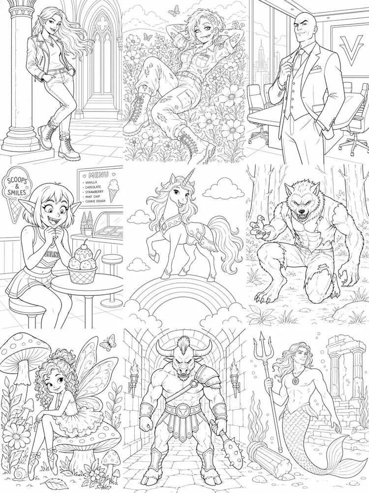 Fantasy Creatures Coloring Books