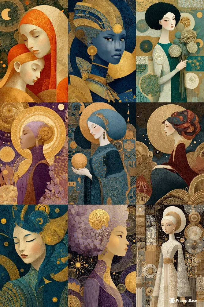 Klimt Inspired Gold Art Designs