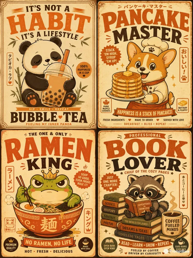Kawaii Vintage Animal Posters