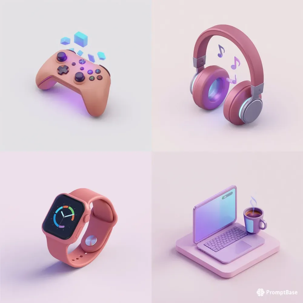 Tech Workspace 3D Gadgets Icons