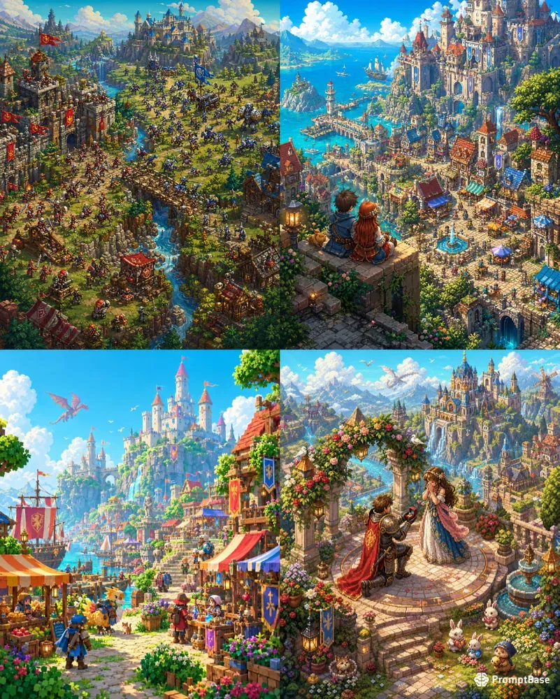 Isometric Fantasy Game World Pixel Art