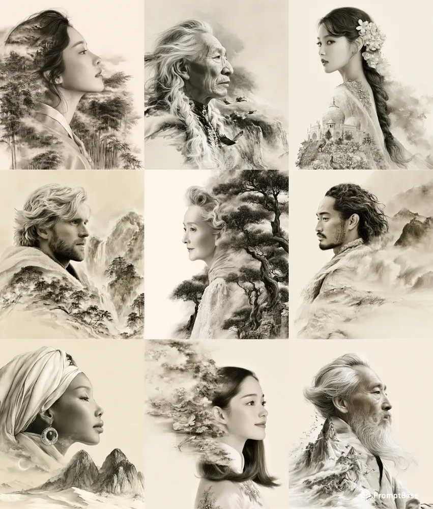 Poetic Ink Portrait Fusions
