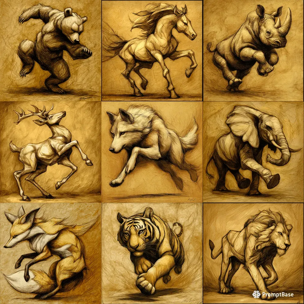 Dynamic Yellow Sepia Animal Prints