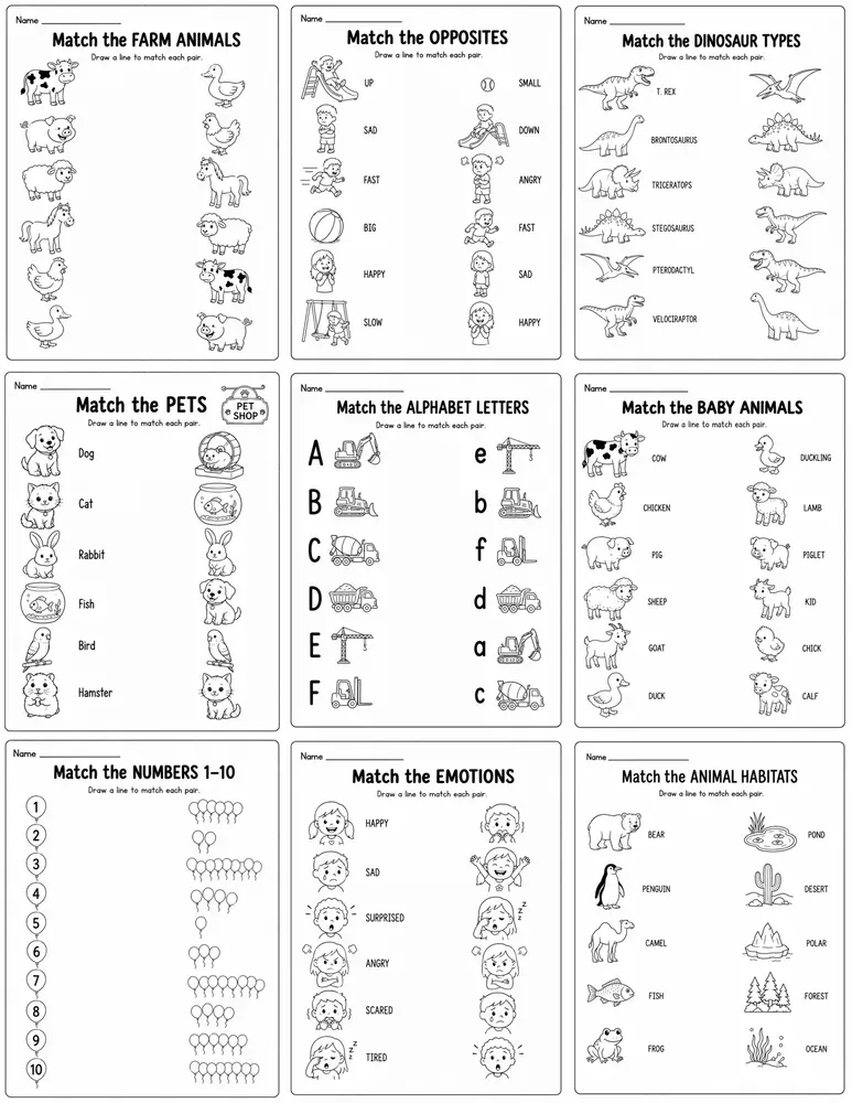 Printable Matching Worksheet Generator
