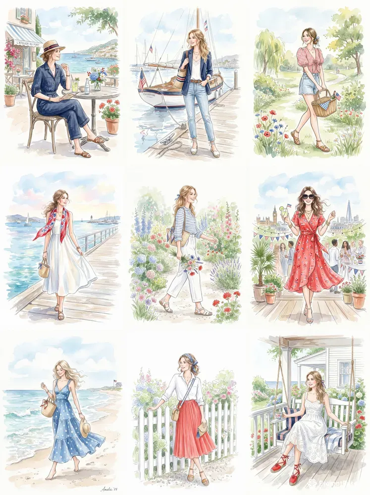 Elegant Watercolor Memorial Day Girls